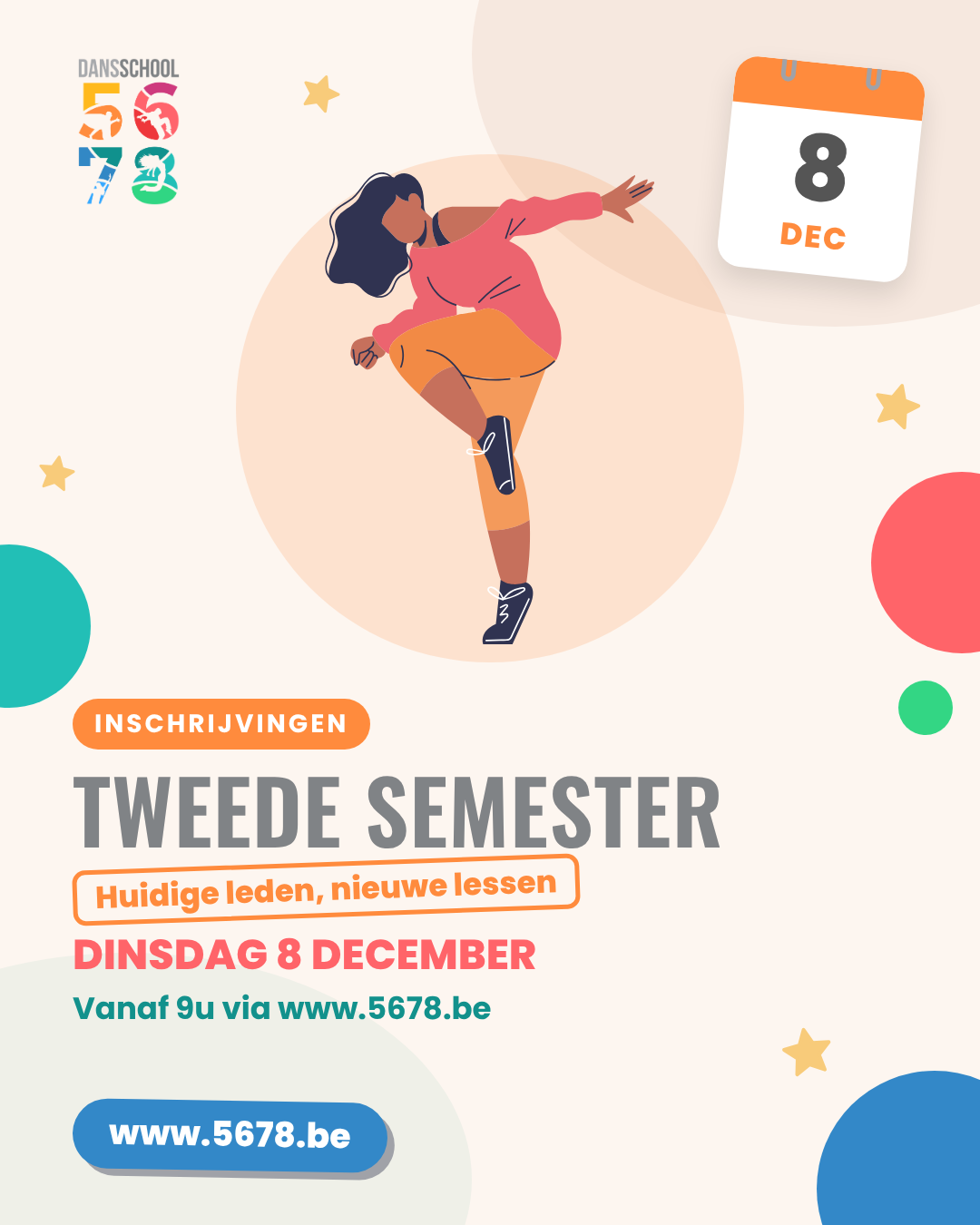 5678 inschrijvingen tweede semester nieuwe lessen